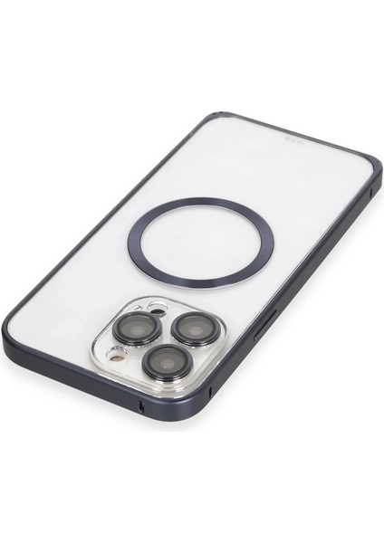 CPT90 iPhone 15 Pro Max Kılıf Metal Bumper Magneticsafe Kapak - Lacivert fırsatları