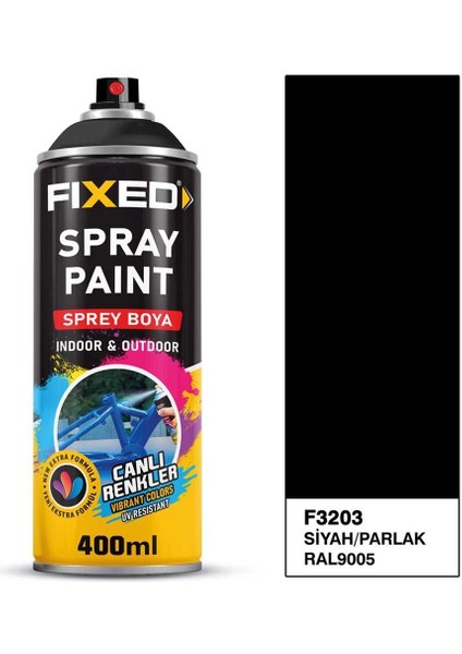 Sprey Boya Akrilik - Siyah/parlak (RAL9005) 320 gr 400 ml F3203