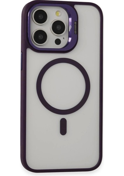 CPT90 iPhone 15 Pro Kılıf Roblox Lens Magsafe Standlı Kapak - Derin Mor
