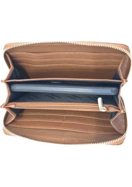 Sandy Taba Hakiki Deri Fermuarlı Cüzdan modelleri