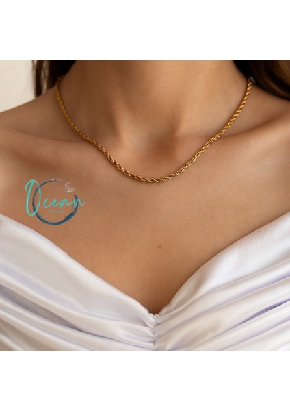 Çelik Gold Renk Burgu Model 45 cm Kadın Kolye fırsatları