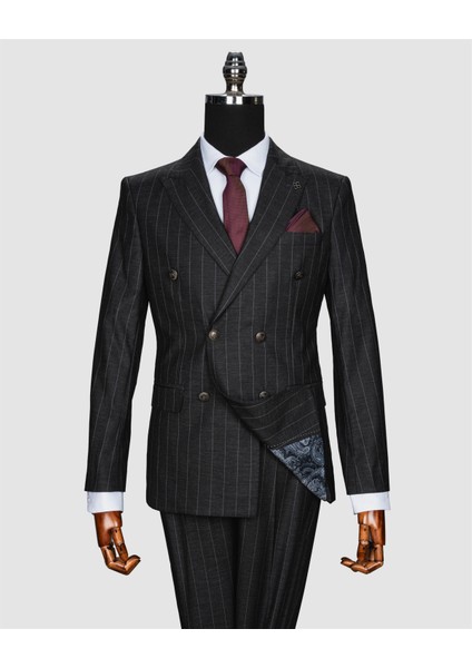 Ech. 2344 Geniş Çizgili Kruvaze Takım Elbise