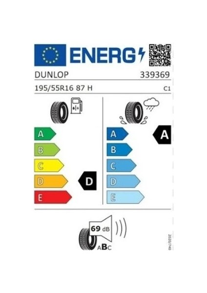 195/55 R 16 Tl 87V Sp Sport LM705 Dunlop fiyatları