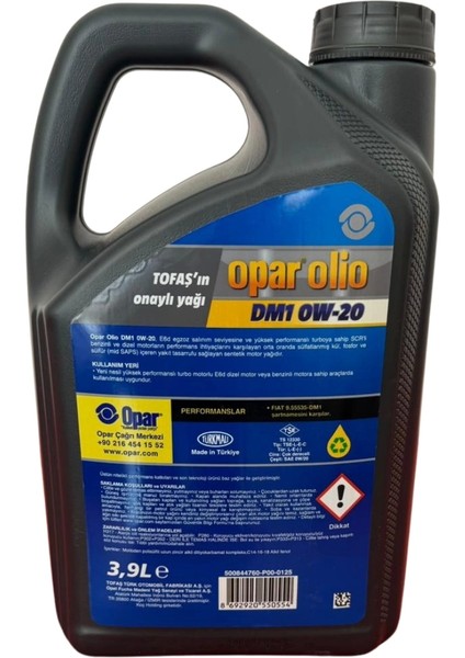 Olio Dm1 0W20 3.9 Litre Euro 6 Adblue Motor Yağı Üretim Yılı 2025 55179529 fiyatları