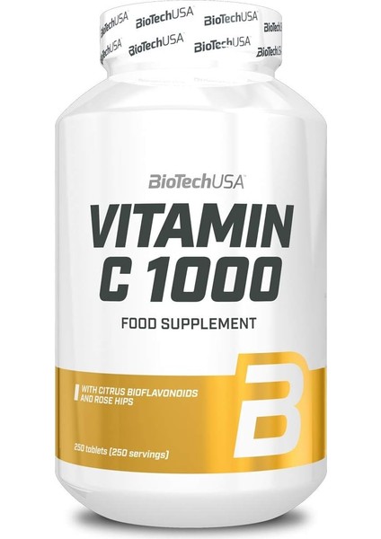 Biotech Usa Vitamin C 1000 Rosehip And Base Flower Powder Bioflavonoids 250 Tablet