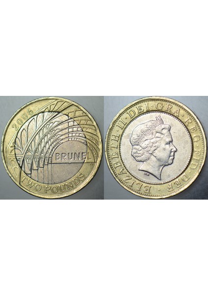 Birleşik Krallık 2 Pound 2006 Sirkülasyon Hatıra Km 1061. Isambard K. Brunel. Ingiltere