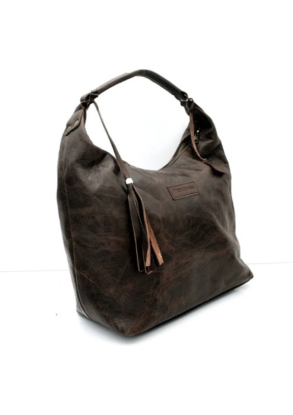 Kadın Antik Kahve Linda Hakiki Deri Çanta