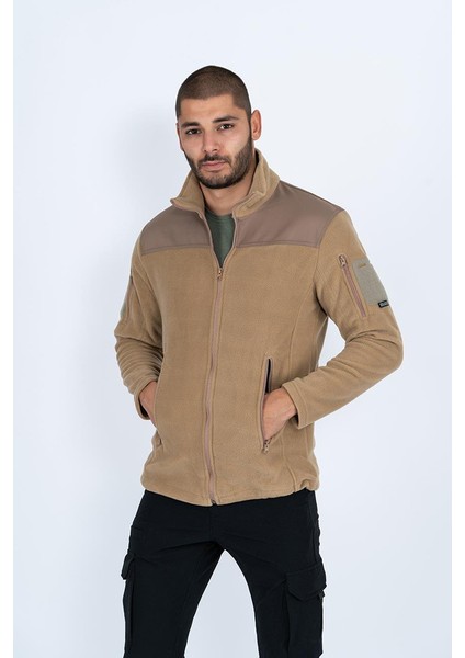 Bikatex Taktik Dik Yaka Erkek Bej Renk Polar Mont - 321