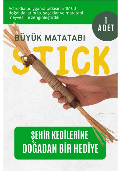 Büyük Matatabi Stick (1 Adet ) Diş Temizlemeye ve Stres Gidermeye Yardımcı Doğal Oyuncak