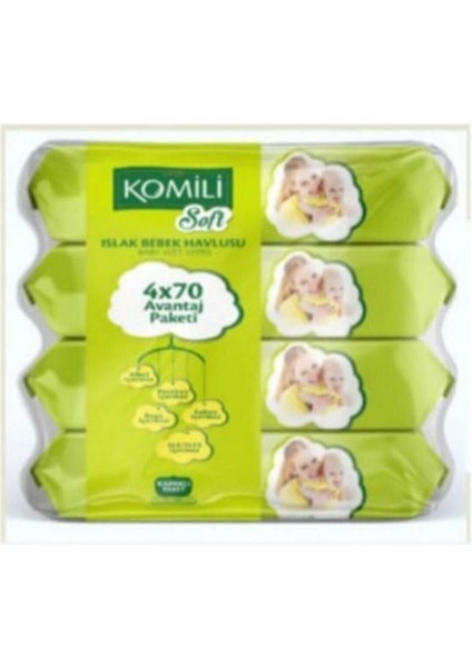 Soft Islak Havlu 70 Yaprak 4'lü Paket