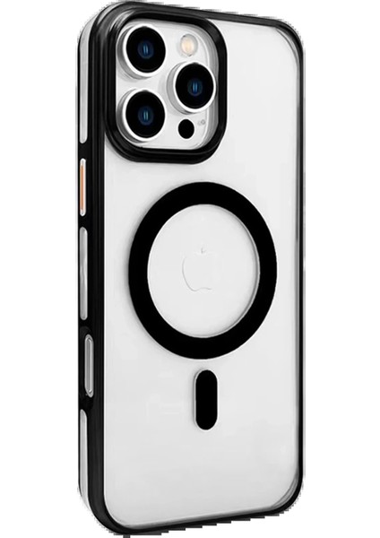 CPT90 iPhone 16 Pro Gleam Pc Sert Magsafe Kılıf - Şeffaf-Siyah