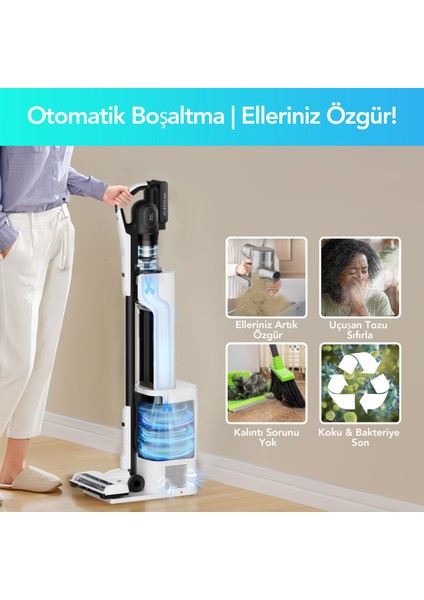 GSC70 Kablosuz Dikey Süpürge, 23 kpa Emiş Güçlü, Hafif, 2.5L Toz Torbalı ve Kendi Kendini Boşaltan Sistem,Şarjlı Süpürge fiyatları