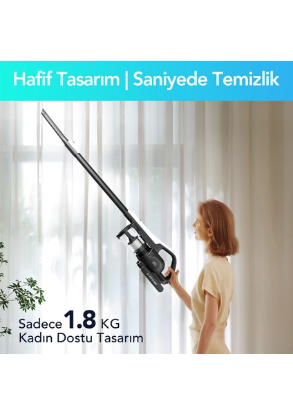 GSC70 Kablosuz Dikey Süpürge, 23 kpa Emiş Güçlü, Hafif, 2.5L Toz Torbalı ve Kendi Kendini Boşaltan Sistem,Şarjlı Süpürge fırsatları