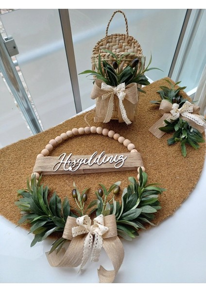 Zeytin Dalı 3 Lü Paspas Seti Ev Dekor Kapi Önü Dekoru Ev Hediyelik El Yapımı