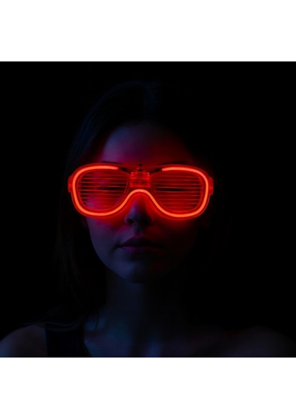 Kırmızı LED Işıklı Parti Gözlüğü - Neon Glow Şerit Gözlük 3 Modlu (4915) fiyatları