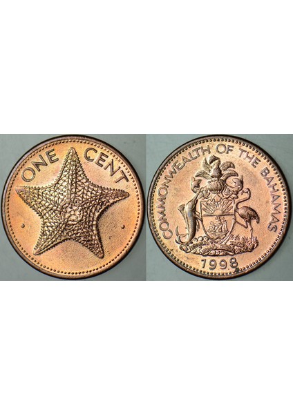 Bahamalar 1 Cent 1998 Deniz Yıldızı Temalı. Çil(-) modelleri