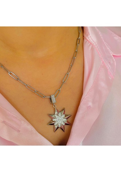 Gümüş Kaplama Büyük Güneş Çelik Kolye Garantili fiyatları