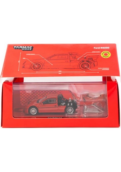 Nessiworld Tarmac Works 1/64 Ford RS200 Red modelleri