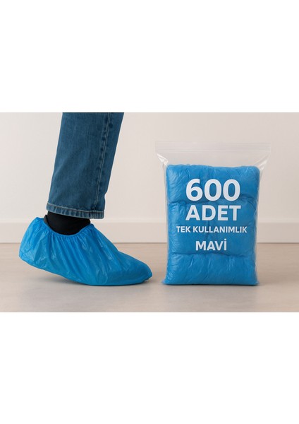 Mavi Tek Kullanımlık Galoş – 600 Adet, Dayanıklı ve Esnek