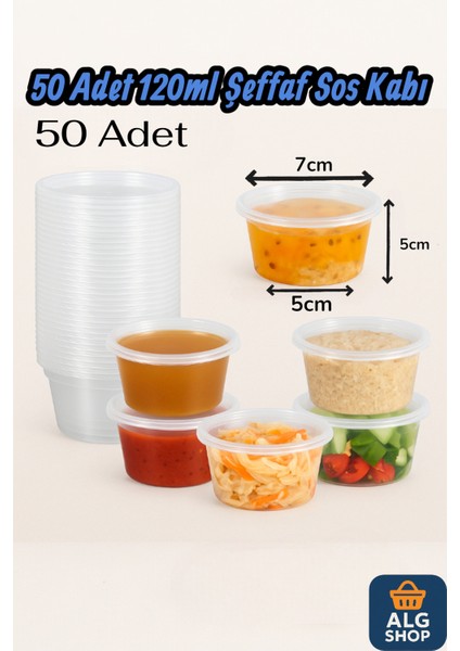 50 Adet Sızdırmaz 120 ml Mini Saklama Kabı Sosluk Buzluk Kabı Et Suyu Kemik Suyu Sos Kabı Mutfak