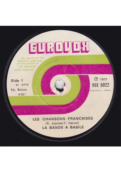 La Bande A Basile – Les Chansons Françaises – 45’lik Plak fırsatları