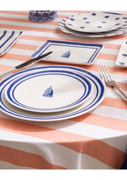 Marine 6 Kişilik 15 Parça Sunum Yemek Takımı - Mavi/beyaz fiyatları