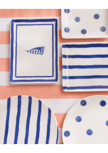Marine 6 Kişilik 15 Parça Sunum Yemek Takımı - Mavi/beyaz