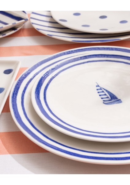 Marine 6 Kişilik 15 Parça Sunum Yemek Takımı - Mavi/beyaz