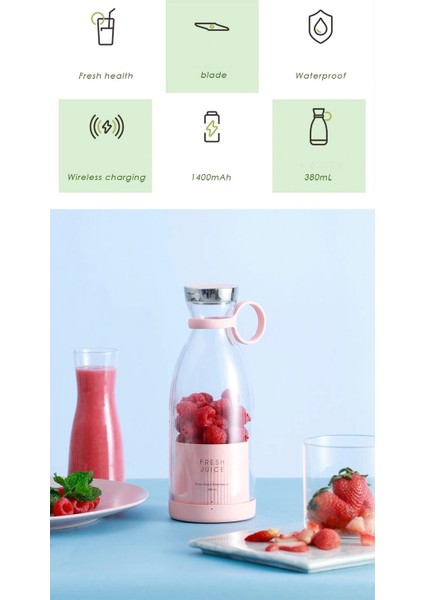 Taşınabilir Blender, Taşınabilir Mini Hızlı Blender 350ML Meyve Sıkacağı Kupası, Kablosuz Şarjlı, Smoothie Milkshake Suyu Bebek Maması Için 4 Bıçaklı fırsatları