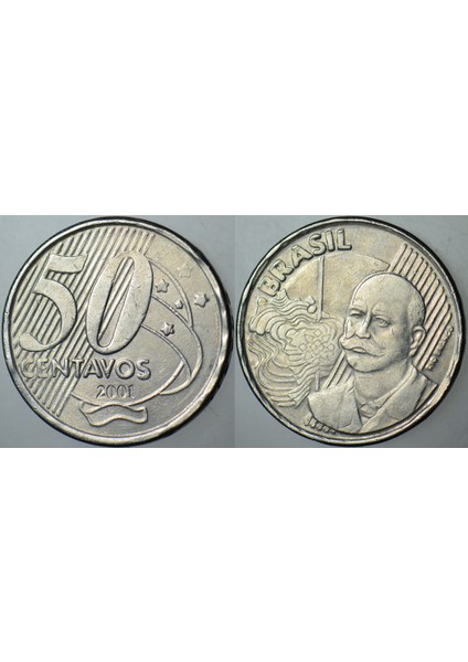 Brezilya 50 Centavos 2001 Bakır-Nikel.
