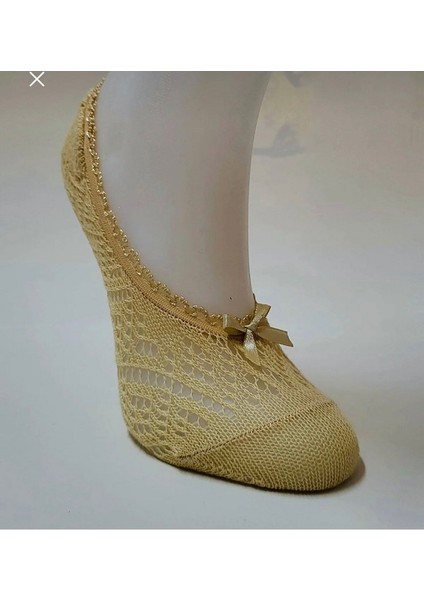 Kadın Beyaz-Ten Rengi 2'li Dantelli File Pamuklu Babet Çorap fırsatları