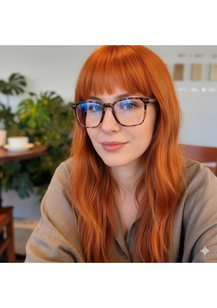 Mocha Leopar Desenli Köşeli Hafif Mavi Işık Korumalı Gözlük