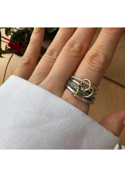 Çelik 4lü Taşlı Yüzük