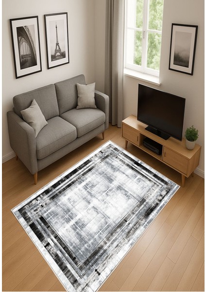 Siyah Dijital Baskı Salon Halısı Kaymaz Tabanlı Yıkanabilir Halı Yolluk