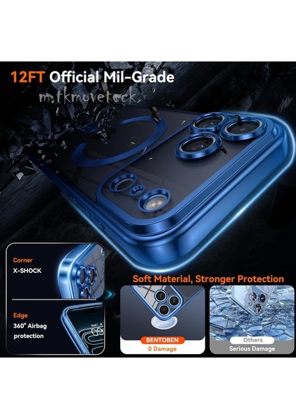 Iphone 17 Pro Kılıf Tam Kamera Korumalı Magsafe Şarj Destekli Renkli Kenarlı Arkası Şeffaf Kapak modelleri