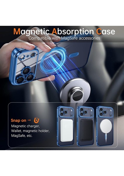 Iphone 17 Pro Kılıf Tam Kamera Korumalı Magsafe Şarj Destekli Renkli Kenarlı Arkası Şeffaf Kapak fırsatları