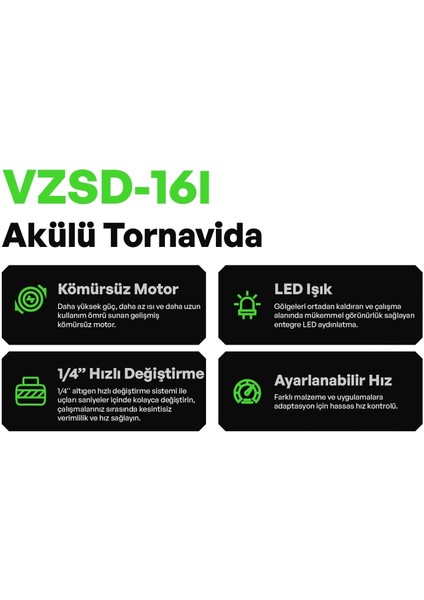 Voltz - 1/4 - 16.8 Volt 2 Amper Akülü Tornavida Seti 820 Gram (Vzsd-16) modelleri