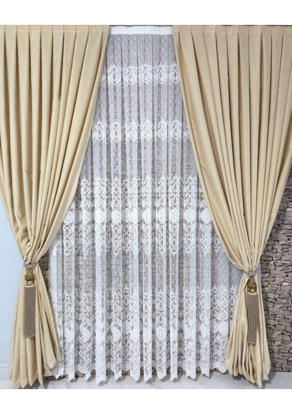 Brode Tül Perde 1/3 Sık Pileli Yıkanabilir Ağır Gremajlı Desenli Hoşgörünmlü