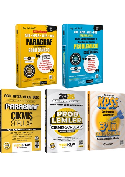 2026 Kpss Ales Dgs Mantıksal Akıl Yürütme-Paragraf Soru Bankası-Problemler Paragraf Çıkmış Sorular