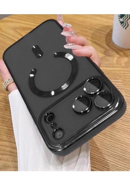 Iphone 17 Pro Kılıf Tam Kamera Korumalı Magsafe Şarj Destekli Renkli Kenarlı Arkası Şeffaf Kapak