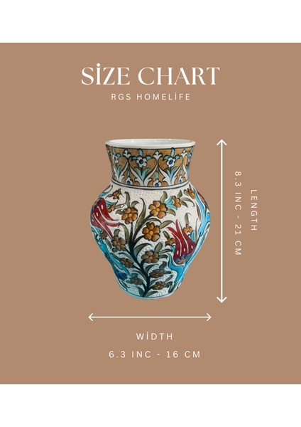 El Yapımı Osmanlı Iznik Desenli Seramik Vazo – Çiçek Motifli, Kahverengi ve Kırmızı Lale Süslemeli, Dekoratif Sanat Objeleri, Koleksiyonluk Seramik Ev Dekorasyonu Hediyelik Vazo, Hediyelik Dekoratif