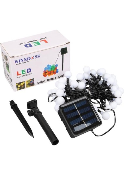 Winnboss Ekl-12 7 Metre 50 Top Ledli Renkli 8 Modlu Solar Panelli Dış Mekan Aydınlatma LED 5 Watt modelleri