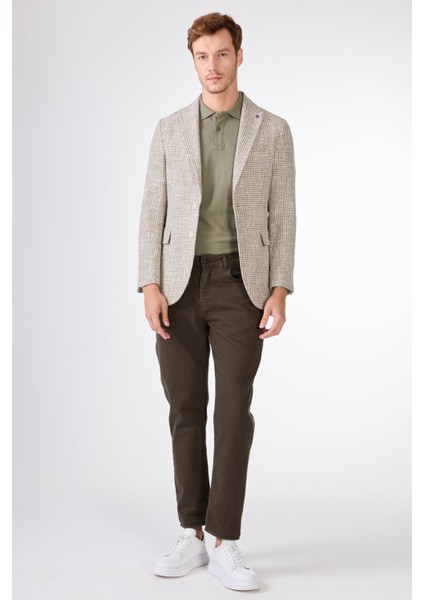 Yeşil Erkek Slim Fit Pitikare Desenli Sivri Yaka Casual Ceket fırsatları