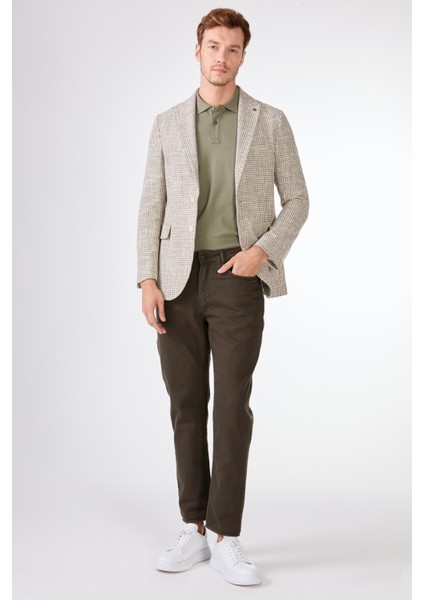 Yeşil Erkek Slim Fit Pitikare Desenli Sivri Yaka Casual Ceket indirimleri