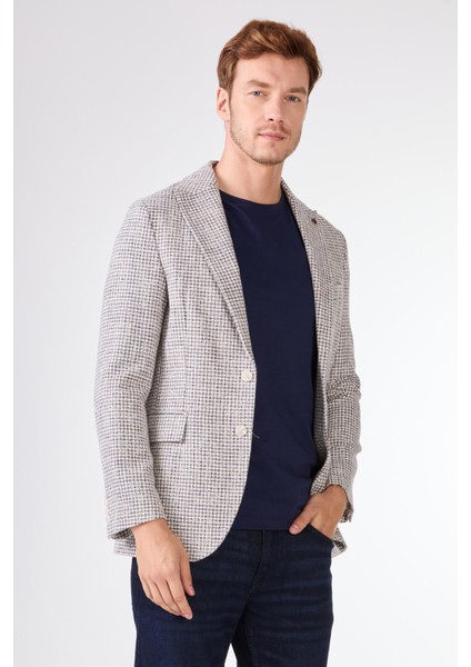 Saks Erkek Slim Fit Pitikare Desenli Sivri Yaka Casual Ceket