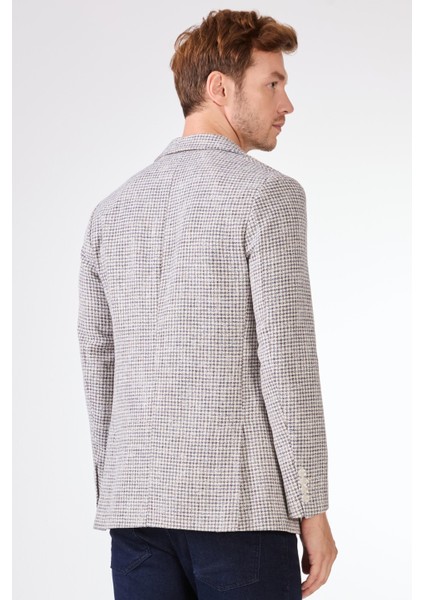 Saks Erkek Slim Fit Pitikare Desenli Sivri Yaka Casual Ceket