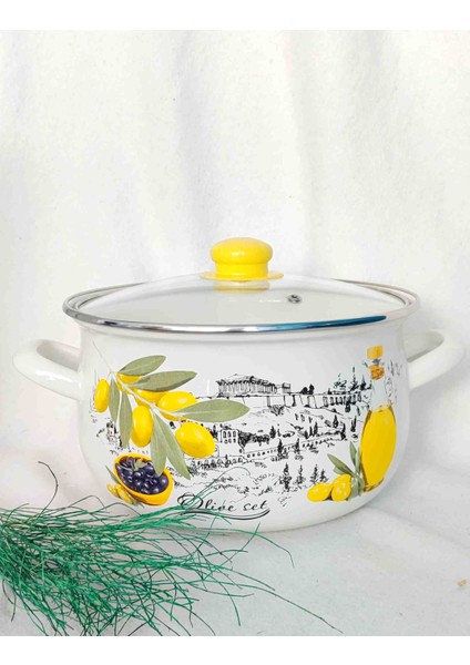 Olive Set Emaye Tencere Büyük Boy 5 Litre 24 cm Çap Süt Yoğurt Çorba Reçel Konserve Salça Tenceresi modelleri