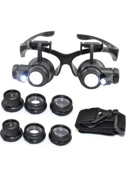 Gözlük Modeli 10X 15X 20X 25X Lens,2led Işıklı,büyüteç