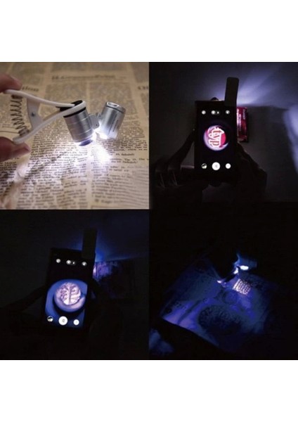 Evrensel LED Işıklı Mini Cep Mikroskobu, Tüm Kameralı Telefonlar Için NO:9882W