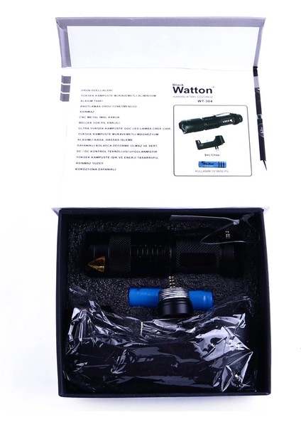 Mini Güçlü Şarjlı Pilli El Feneri WT-304